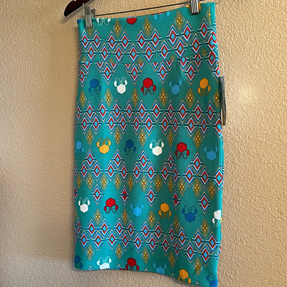 NWT LulaRoe Minnie Mouse Cassie skirt size XS green red blue geometric yellow